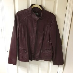 Rich Burgundy Lambskin Leather Jacket, A.N.A. Size XL